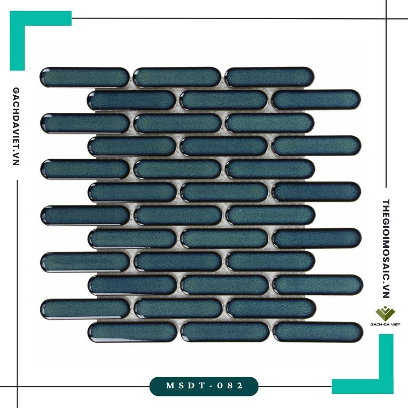Gạch mosaic que đầu tròn màu xanh MSDT-082