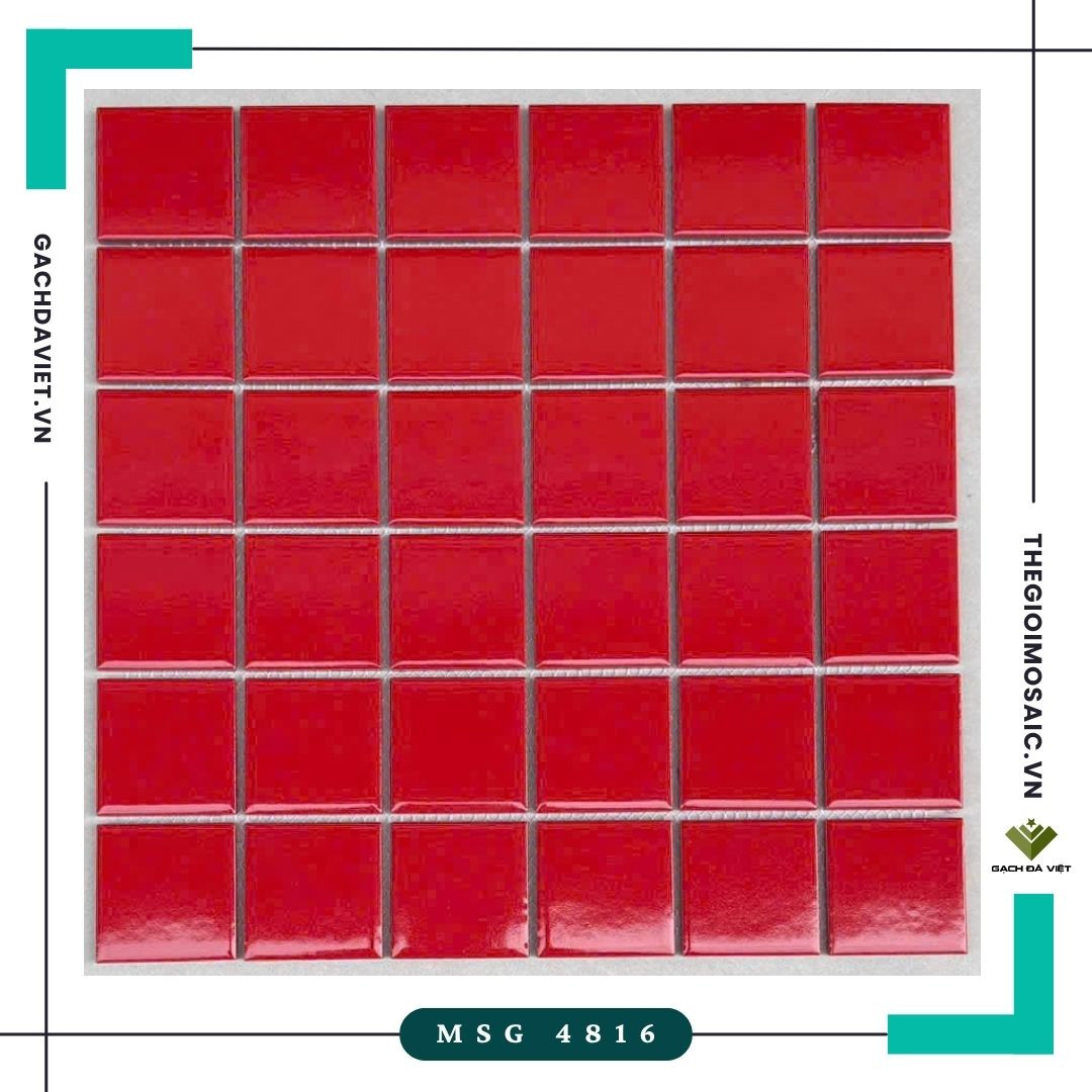 Gạch mosaic gốm trơn màu đỏ KT 48x48 MSG 4816