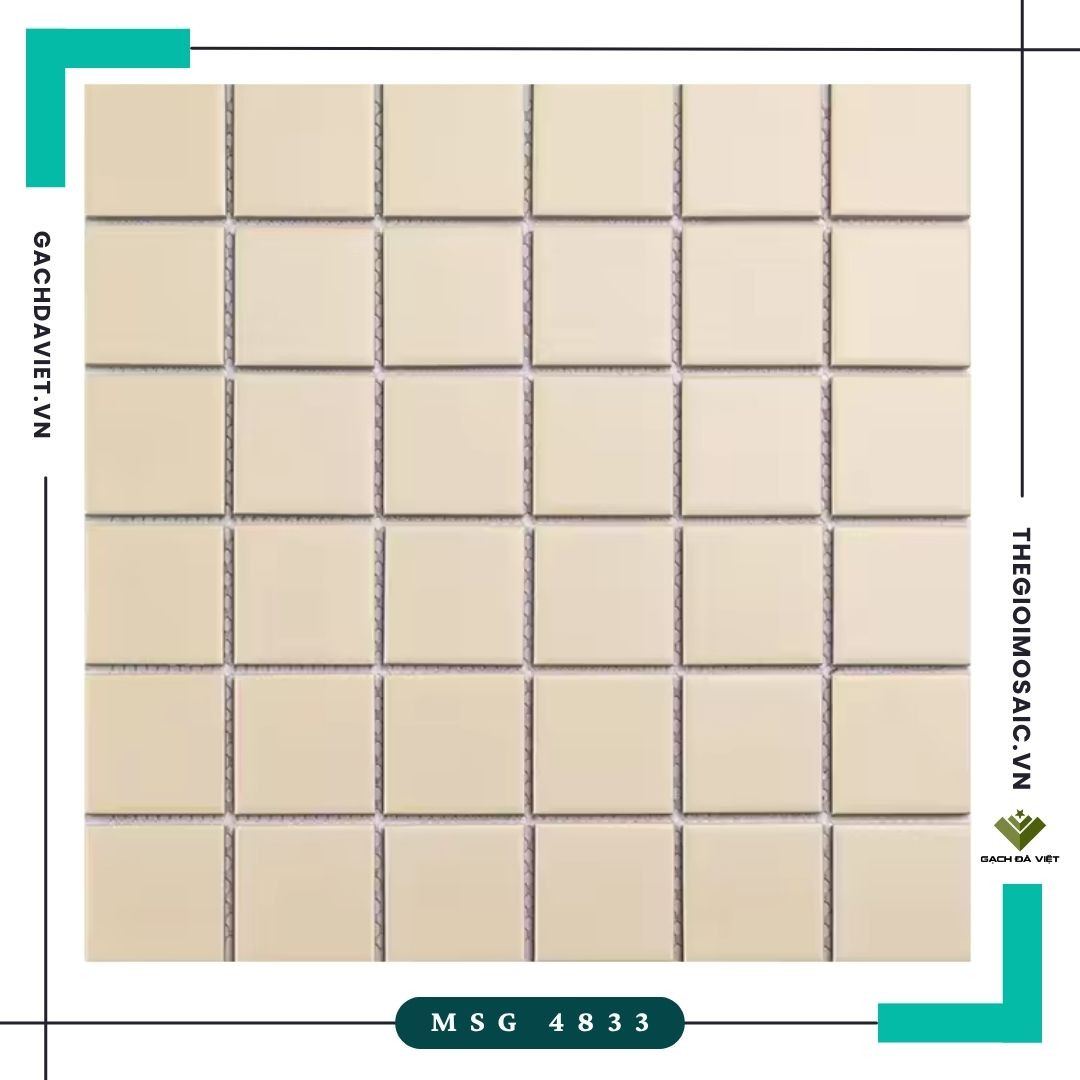 Gạch mosaic gốm trơn màu kem KT 48x48 MSG 4833