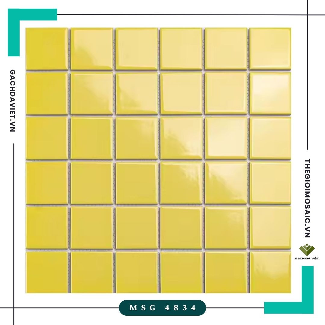 Gạch mosaic gốm trơn màu vàng KT 48x48 MSG 4834