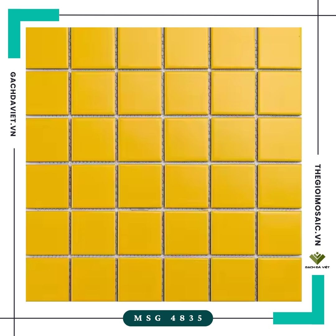 Gạch mosaic gốm trơn màu vàng KT 48x48 MSG 4835