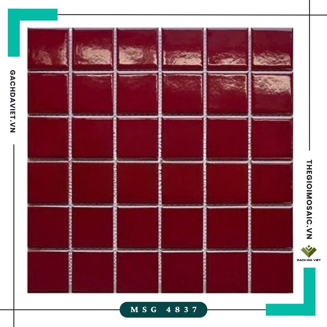 Gạch mosaic gốm trơn màu đỏ KT 48x48 MSG 4837