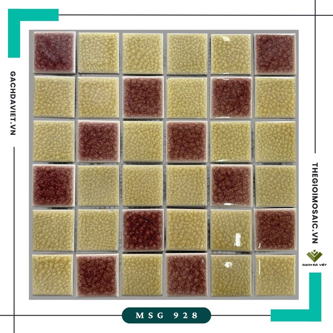 Gạch mosaic gốm men rạn vàng mix KT 48x48 MSG-48928