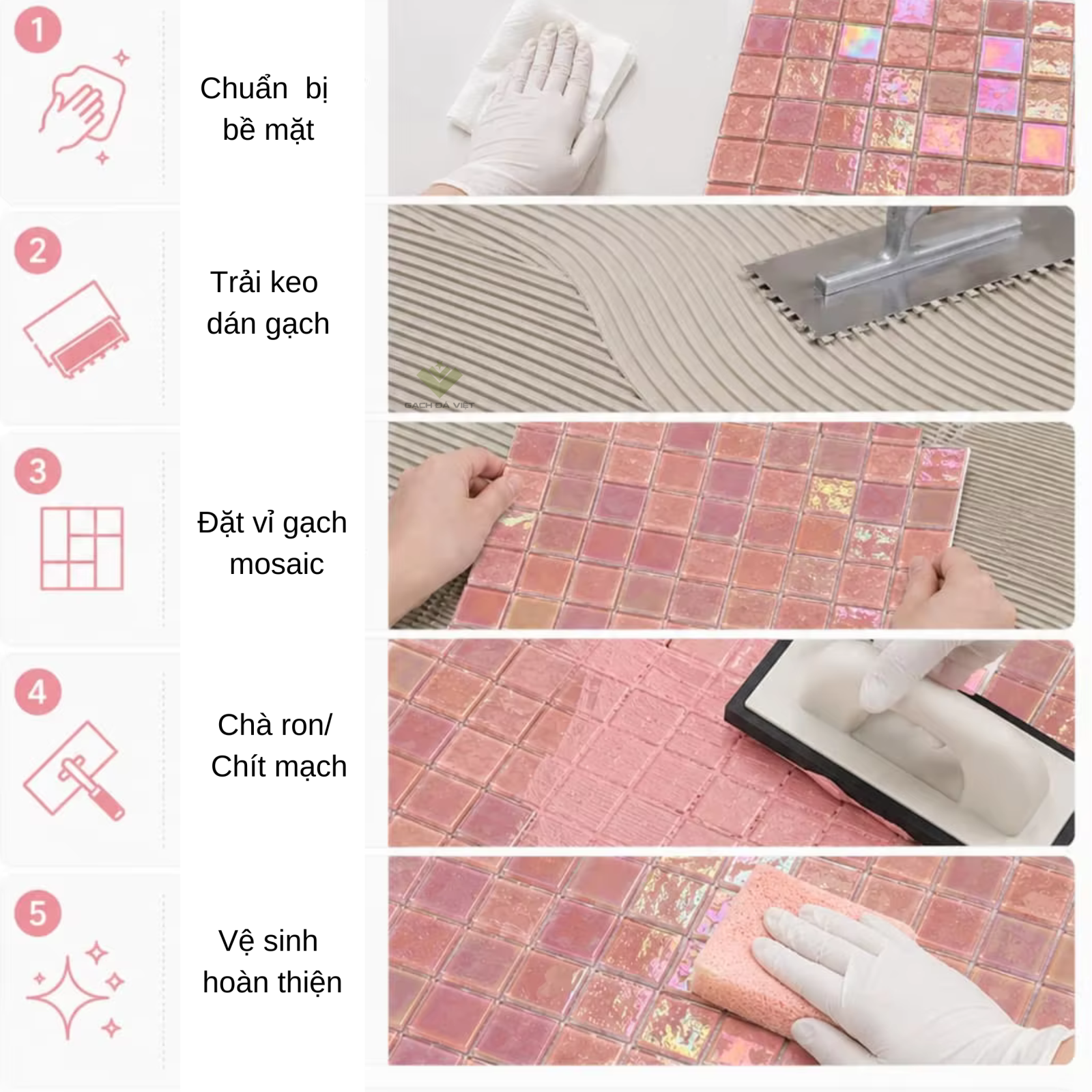 Quy Trình 5 Bước Ốp Gạch Mosaic Chuẩn Chuyên Gia
