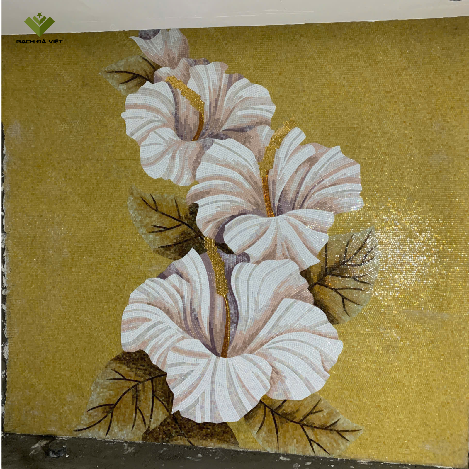 Tranh mosaic nghệ thuật hình hoa dâm bụt VTMSH-0087