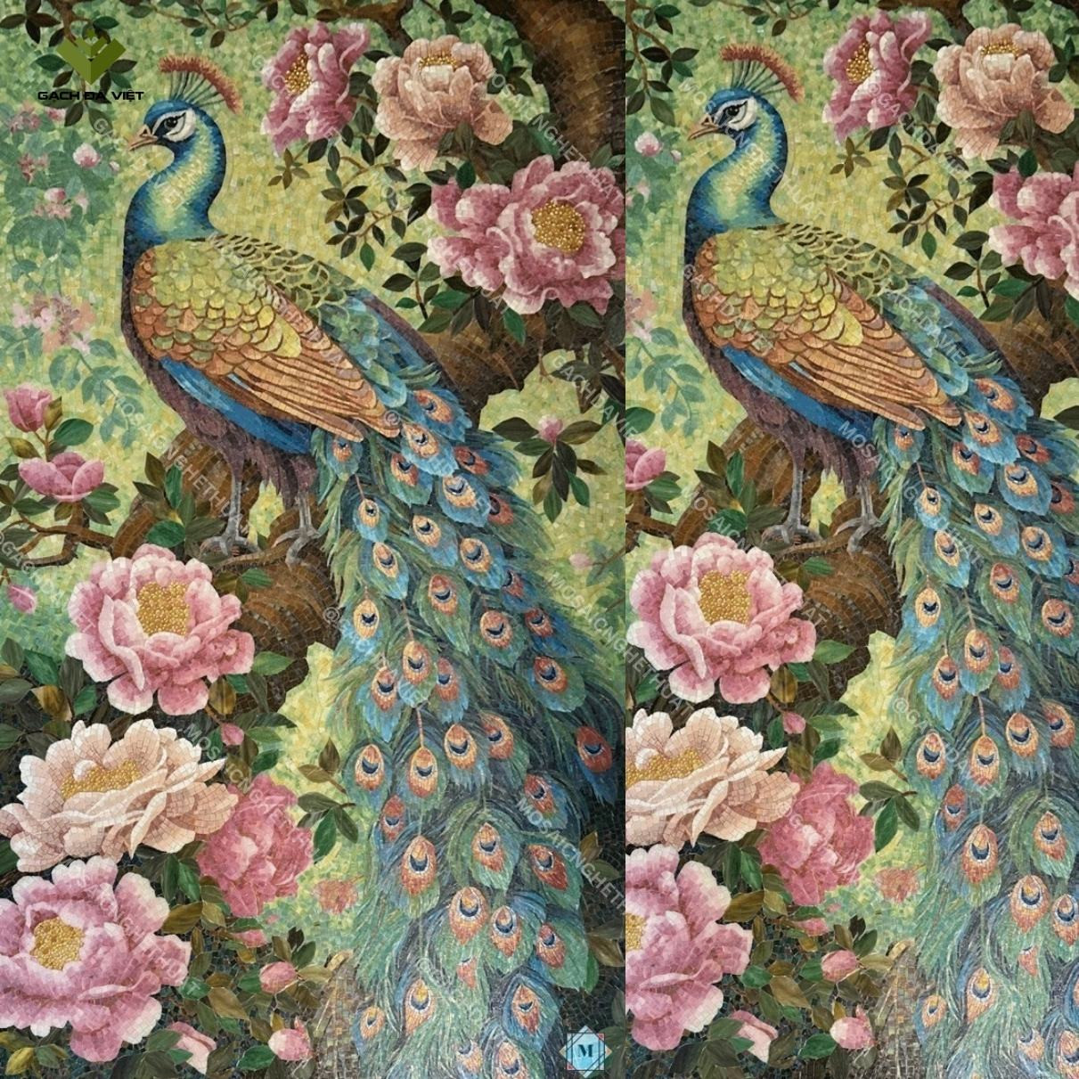 Tranh mosaic nghệ thuật chim công VTMSV-1065