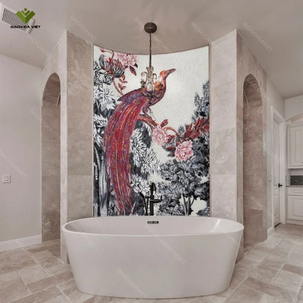 Tranh mosaic nghệ thuật chim công VTMSV-1063