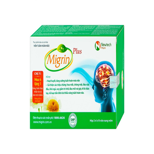 Migrin Plus Bổ Não _Newtech (Hộp/20V)