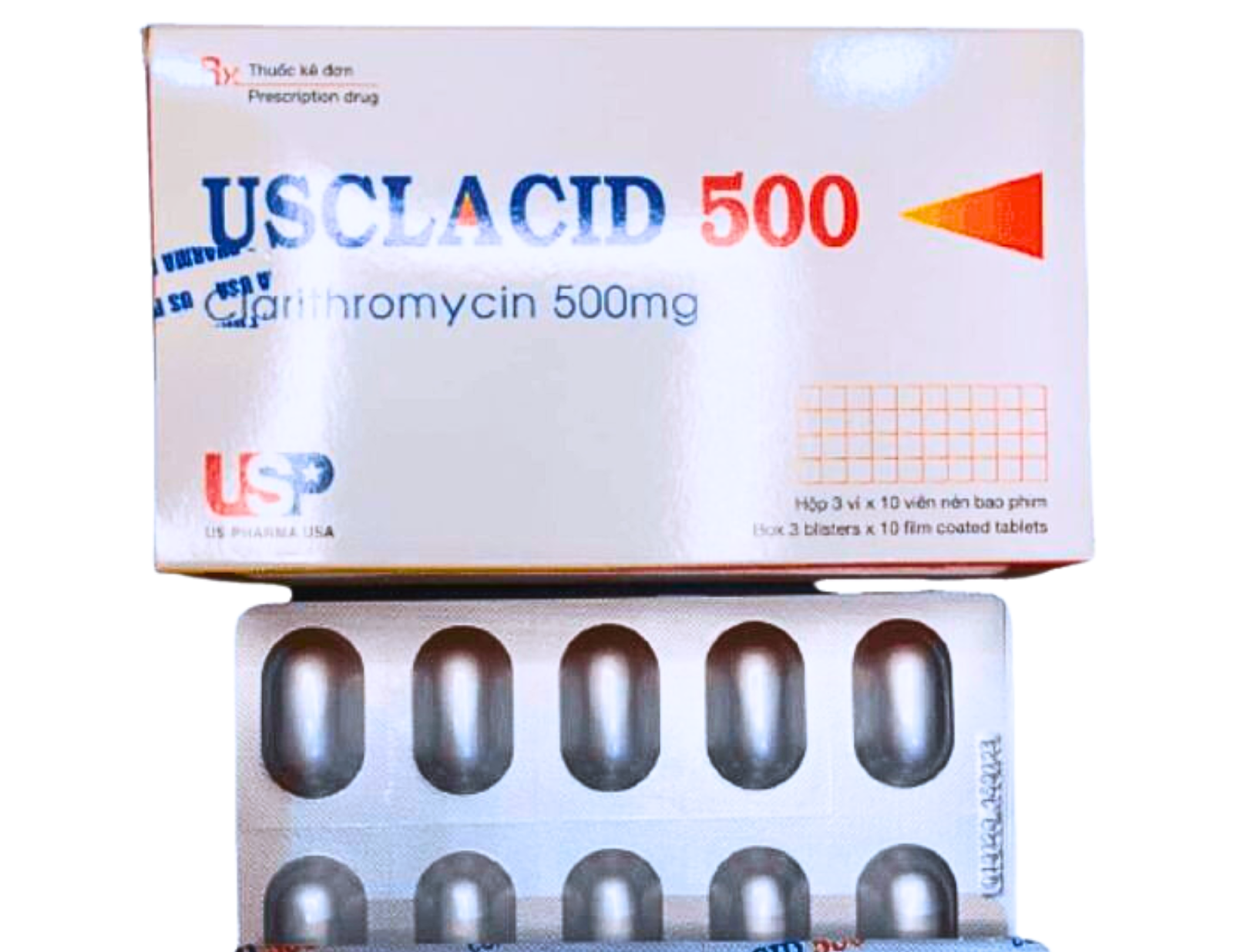 Usclacid Clarithromycin 500Mg Usp (H 3vỉ X 10Viên)