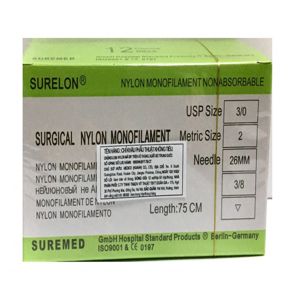 Chỉ Nylon Phẫu Thuật Không Tiêu Surelon Số 3 (H/12S)