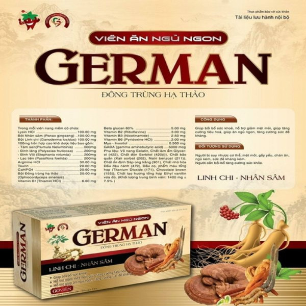 Ăn Ngủ Ngon Đông Trùng Hạ Thảo German _Vỉ, Diamond Pháp (H/60V) K60- D3.28 Full Hóa Đơn