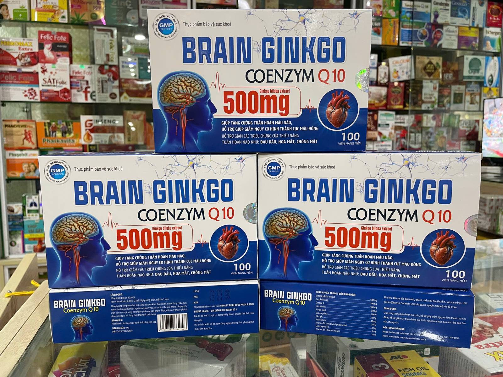 Bổ Não Vỉ Brain Ginkgo 500mg (H/100v) Xanh