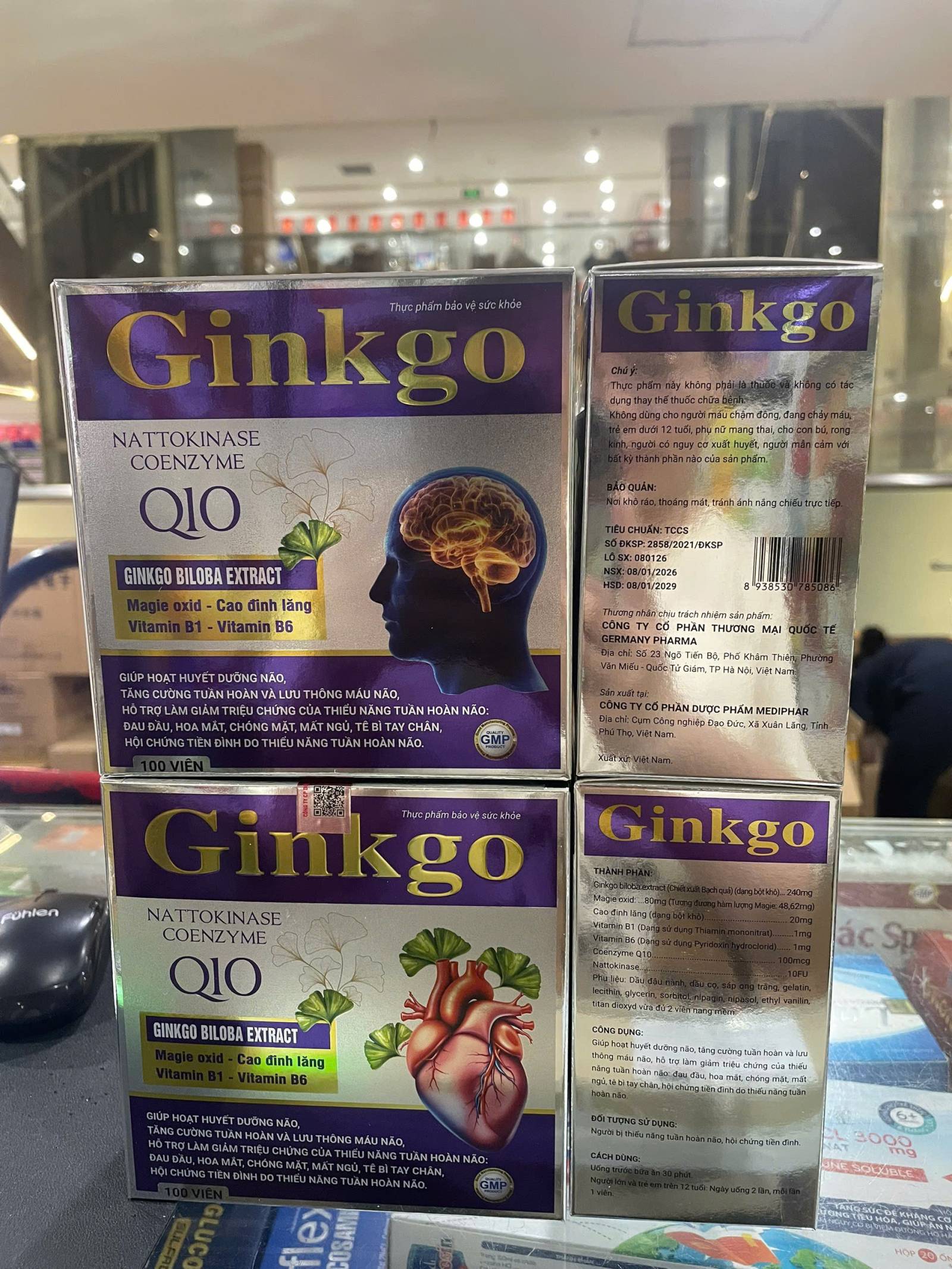 Ginkgo Q10 Tím (H/100v) mẫu mới