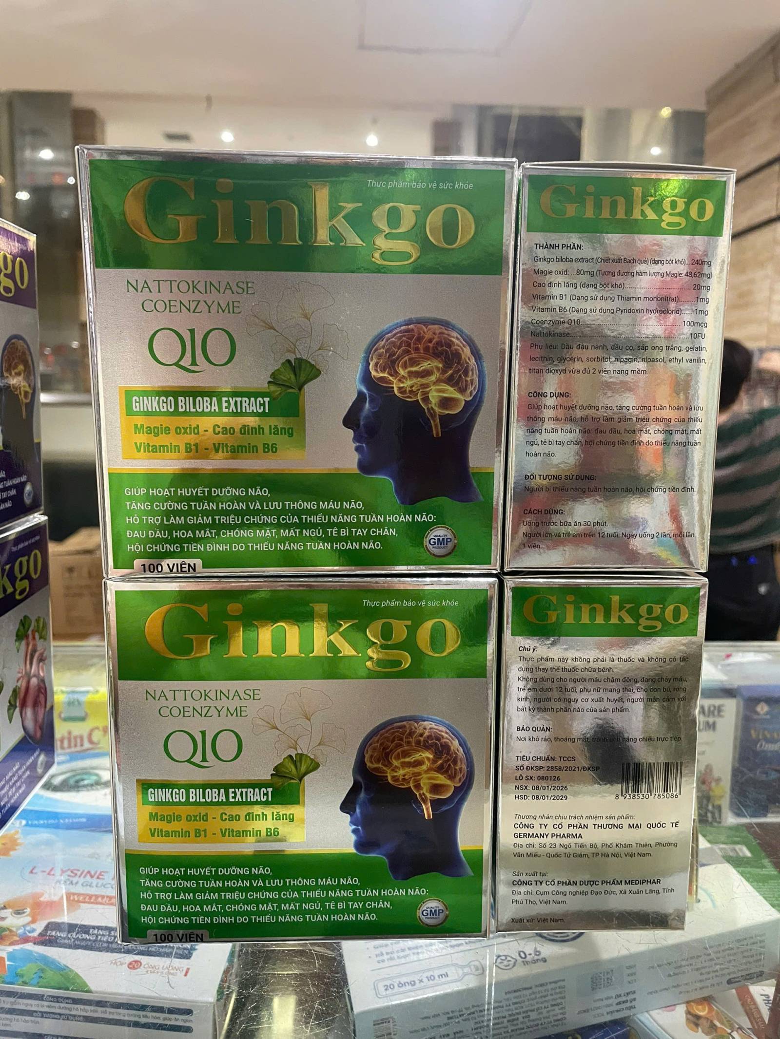 Ginkgo Q10 Xanh lá (H/100v) mẫu mới