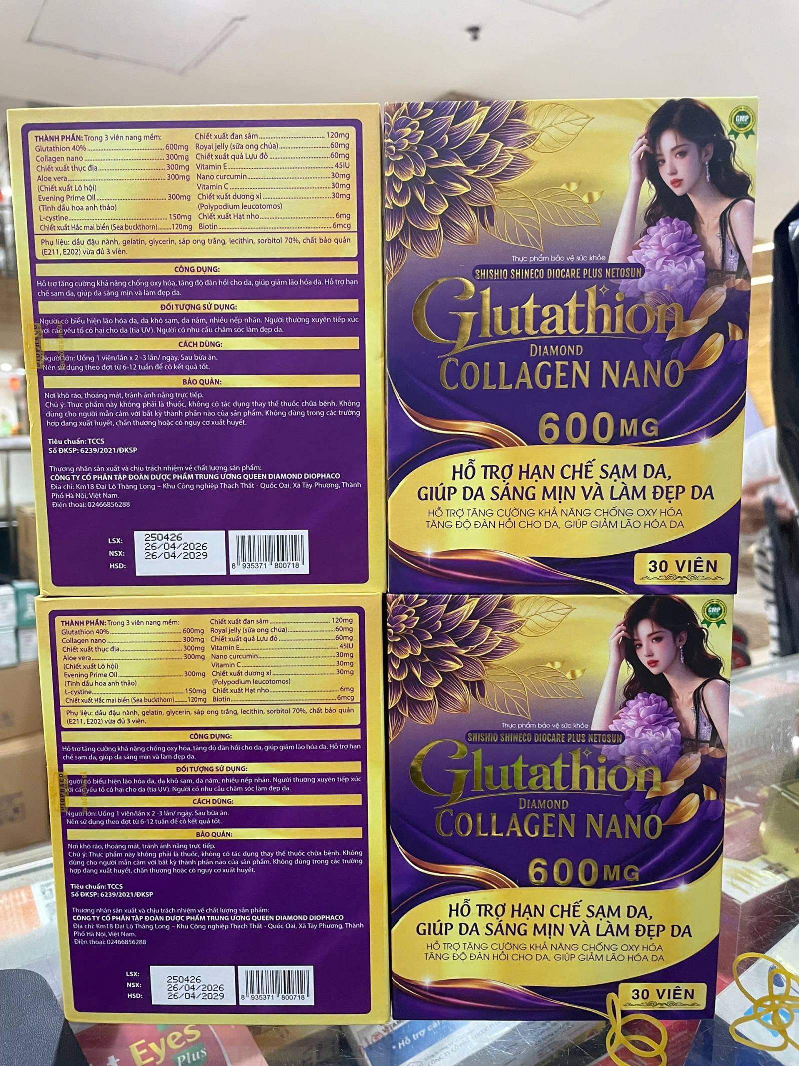 Glutathion Collagen Nano (L/30v) hộp gỗ tím