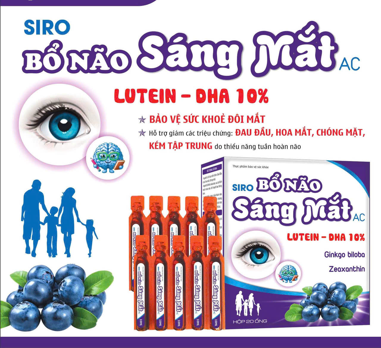 Bổ Não Sáng Mắt Tím Mới (20 Ống/H) K60