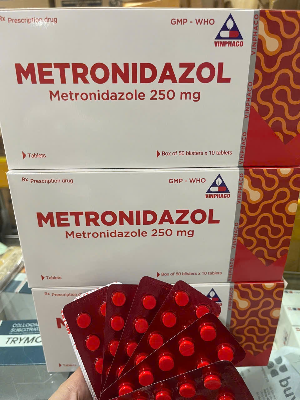 Metronidazol 250mg Vĩnh Phúc (H/ 50vi X 10v)