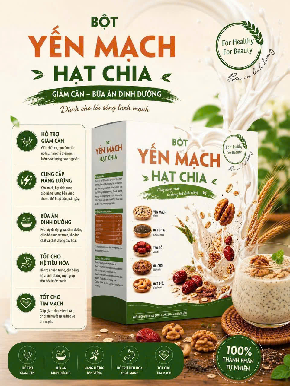 Bột Yến Mạch Hạt Chia (H/10 gói 20gam)