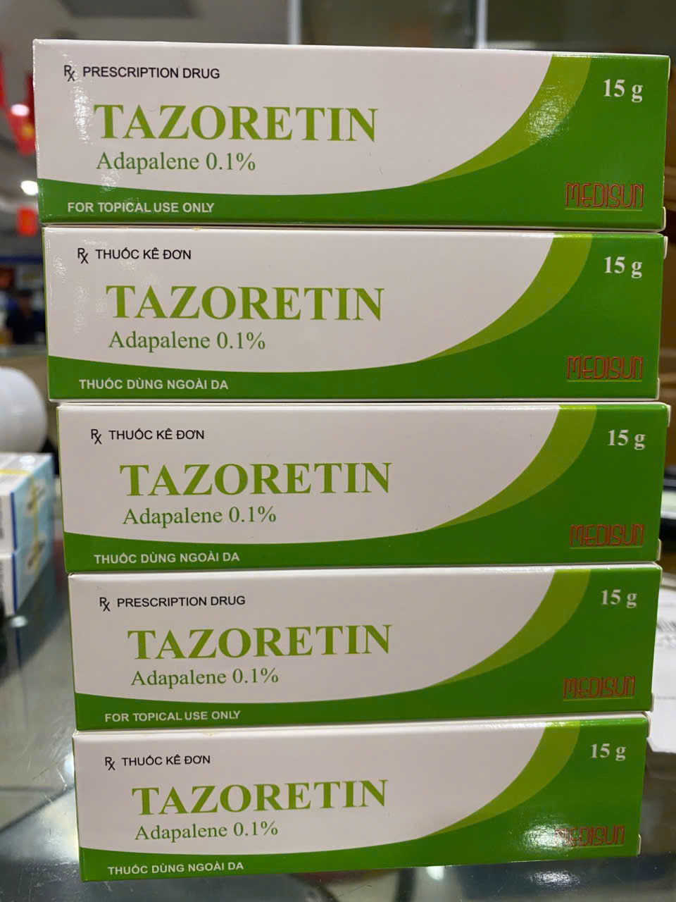 Tazoretin 0,1 % Bôi _Medisun (Tuýp/15G) Xanh