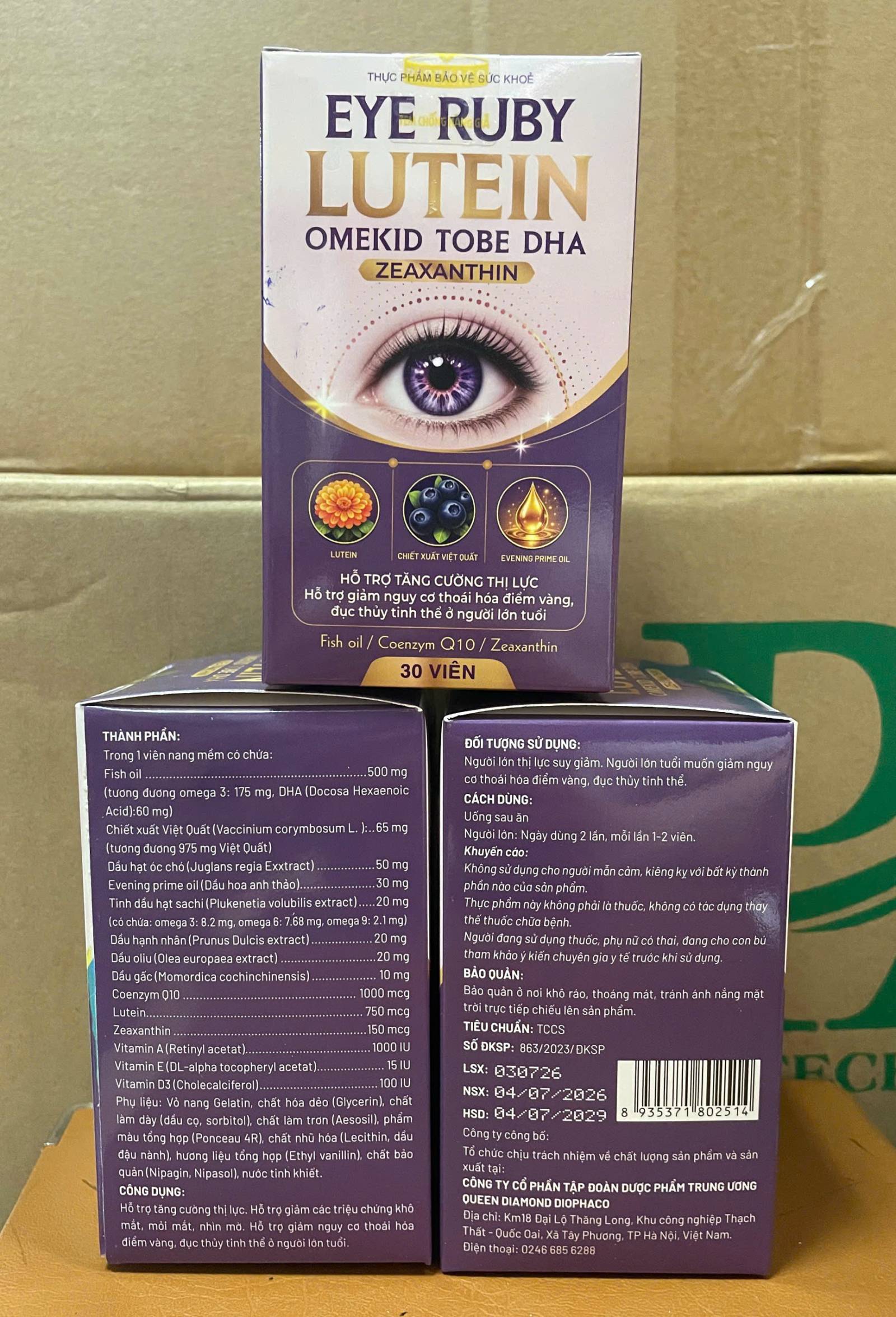 Bổ Mắt Ruby Lutein Omekid Tobe Dha Tím Lọ 30 V