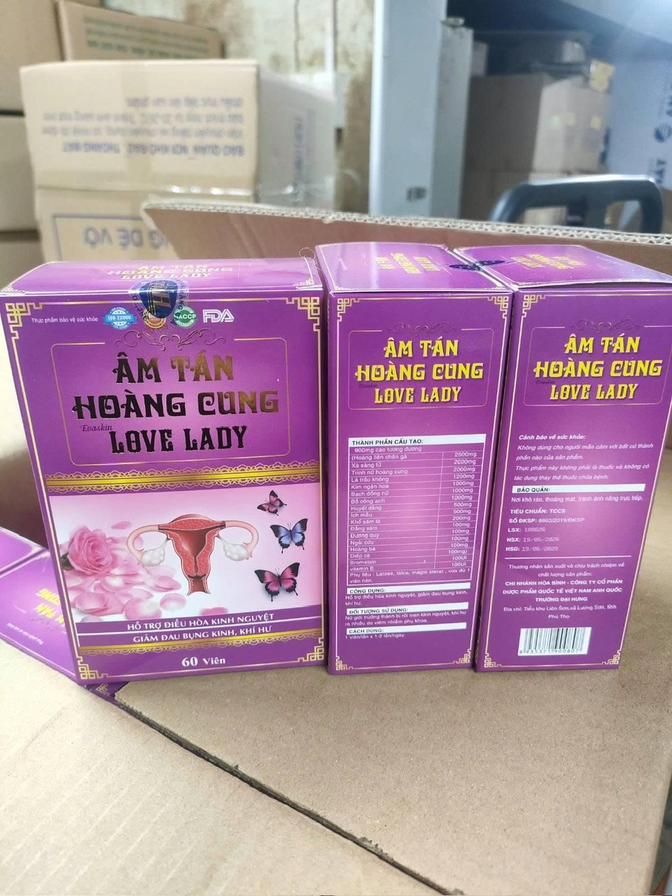 Âm Tán Hoàng Cung Tím Lọ 60 Viên (72H/ Kiện)