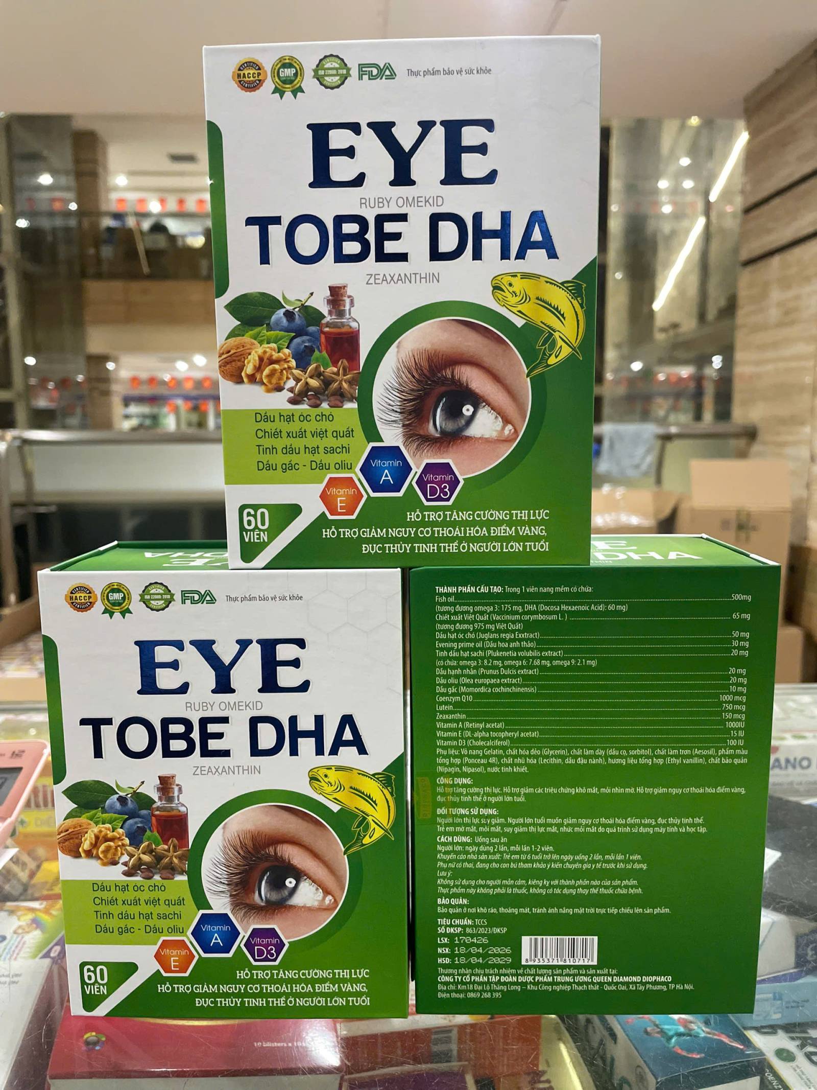 Bổ Mắt Eye Tobe DHA (L/60v) hộp gỗ