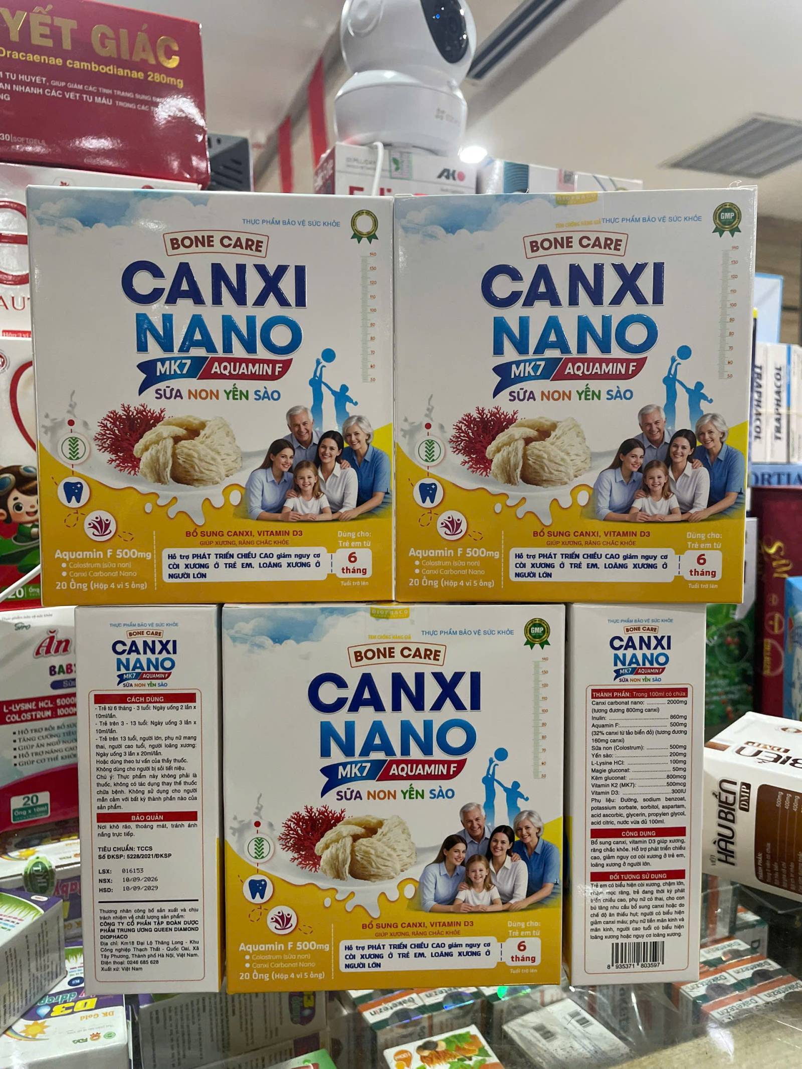 Canxi Nano Sữa Non Yến Sào Gia Đình Hộp 20 Ống K56H, canxi ống