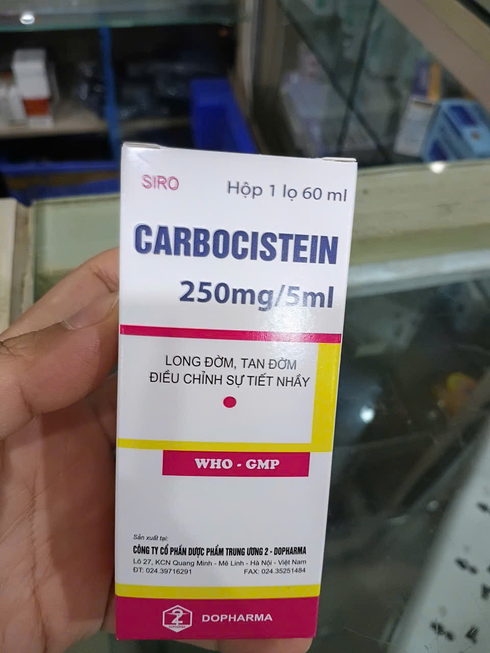 Carbocistein 250mg/5ml) L/60ml Dopharma, hàng điểm