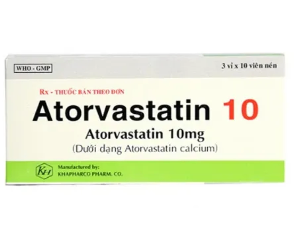 Atorvastatin 10mg Khánh Hòa (H3 vỉ 10viên)