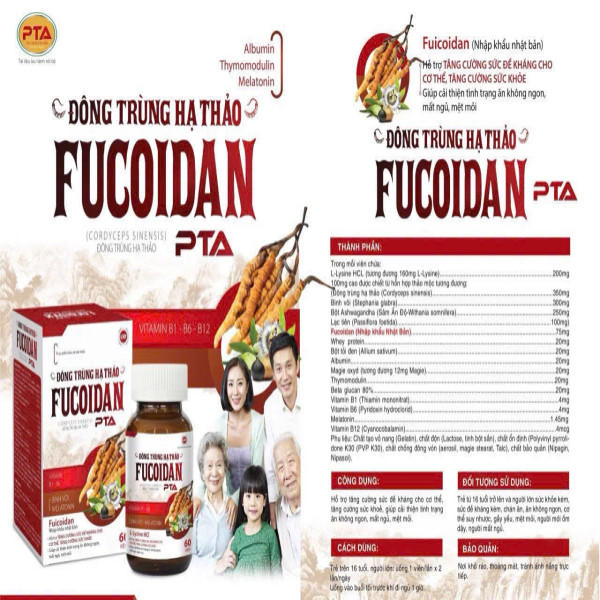 Đông Trùng Hạ Thảo Fucoidan Pta ( Lọ 60 Viên)