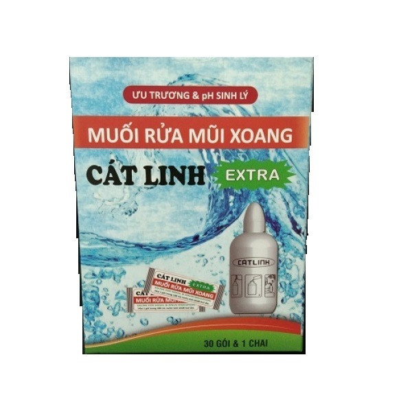 Bình Và Muối Rửa Mũi Xoang Cát Linh Extra (H/30G + 1B 180Ml)