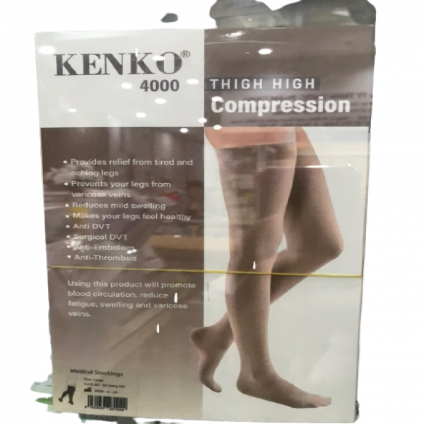Vớ Y Khoa Kenko 4000 Thigh High Compression Đầu Gối (H/1Đôi) trị giãn tĩnh mạch