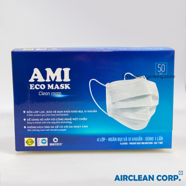 Khẩu Trang Y Tế 4 Lớp Ami  (Hộp/50C) có màu trắng, xám, đen