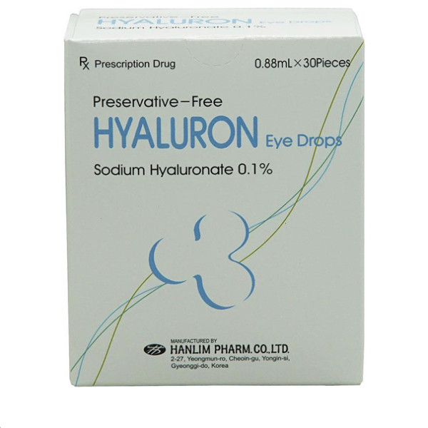 Hyaluron Nhỏ Mắt (Sodium 0.1%) _Hàn Quốc (H/30 Ống X 0,88Ml)