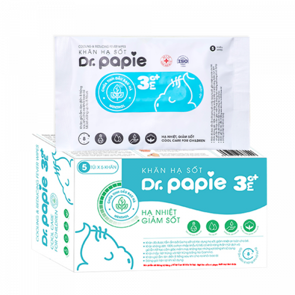 Khăn Lau Hạ Sốt Dr. Papie 3+ (H/5Gói)