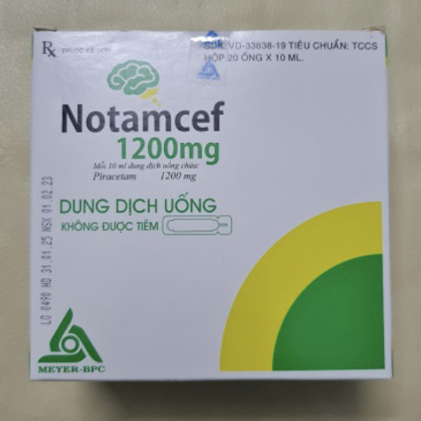 Notamcef 1200Mg (Piracetam) Ống Uống _Meyer (H/20 Ống X 10Ml)