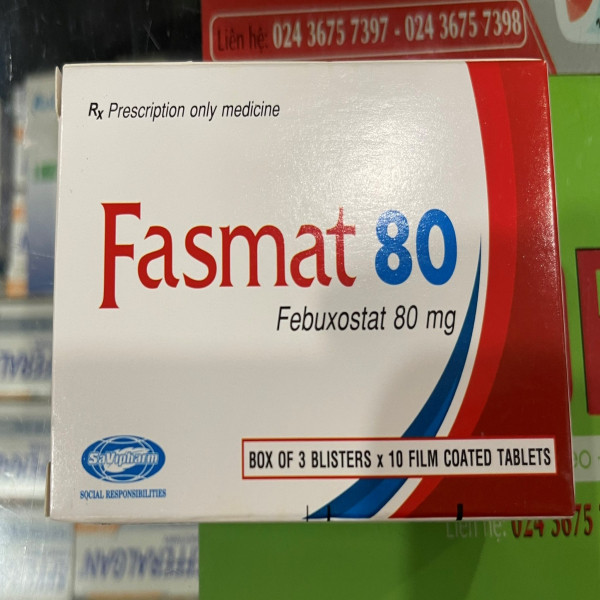Fasmat 80Mg (Febuxostat ) _Savi (Hộp3 Vỉ X 10V)