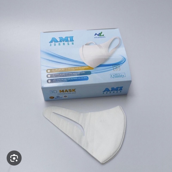 Khẩu Trang 3D Ami Người Lớn Trắng (H/50C)
