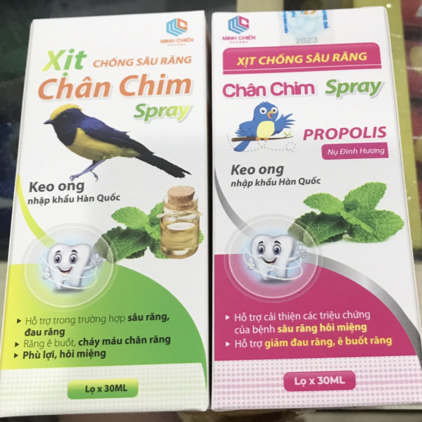 Xịt răng Chân Chim Spray Xanh ,Hồng _Mc (Lọ30Ml)