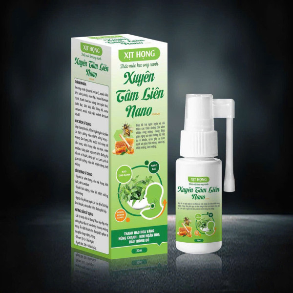 Xịt Họng Xuyên Tâm Liên Nano _Xanh Lá, Hth (Lọ30Ml)