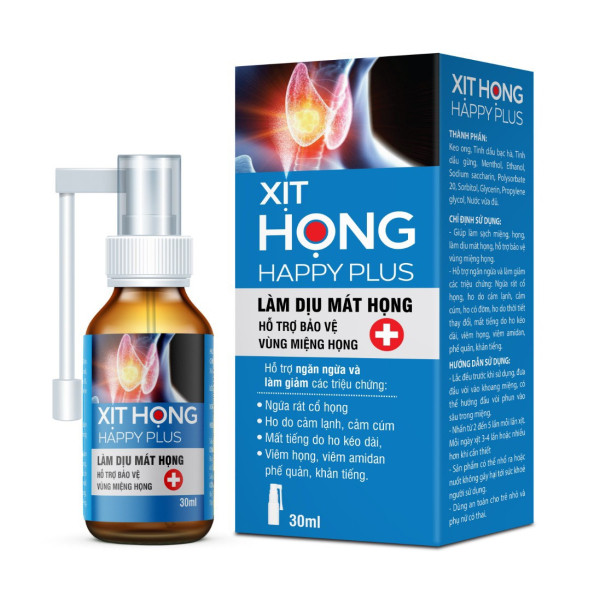 Xịt Họng Happy Plus _Pháp Âu (Lọ30Ml) Xanh