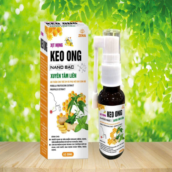 Xịt Họng Keo Ong Nano Bạc Xuyên Tâm Liên _Zena (L20Ml)