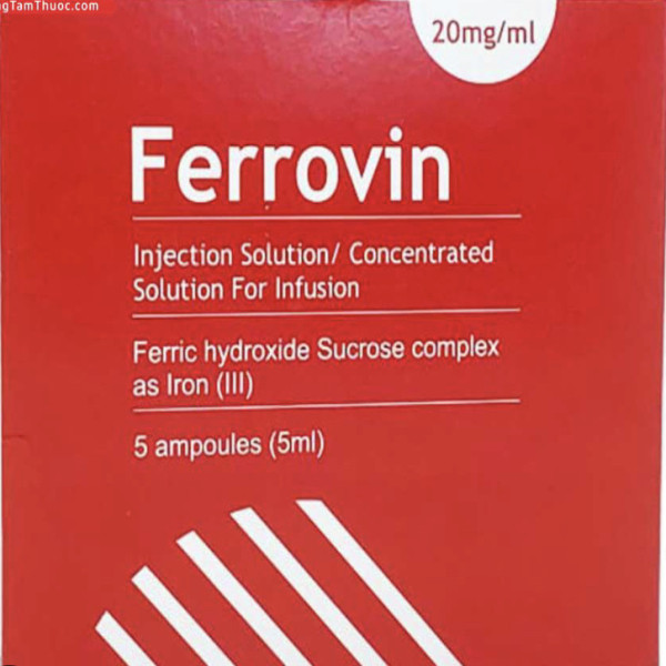 Ferrovin 20Mg/Ml Sắt Tiêm (H/5 Ống X 5Ml)
