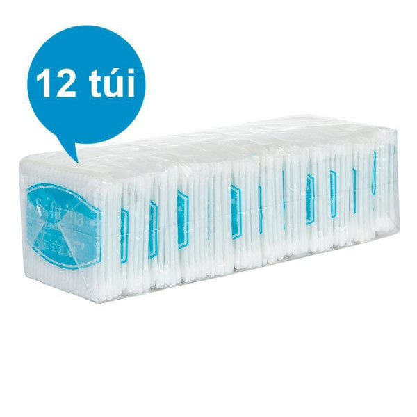 Tăm Bông Trẻ Em Softtana (Cọc/12 Gói/ Gói 100 Que)