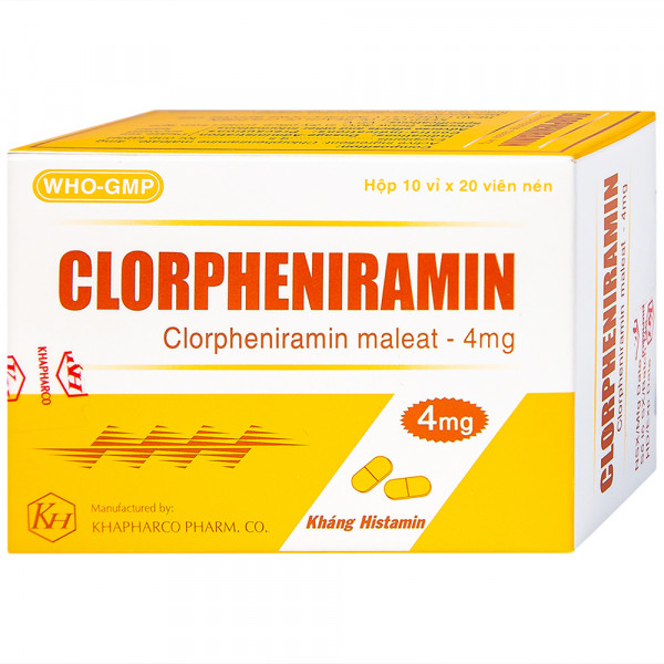 Clorpheniramin 4Mg Vỉ _ Khánh Hòa (H/200V) - Vàng