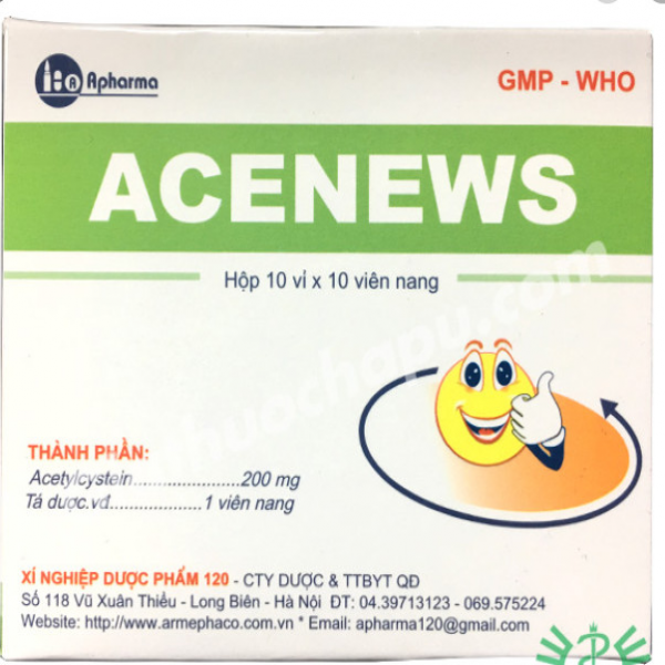 Acenews 200Mg (Acetylcystein) Vỉ _ Armephaco 120 (H100 Viên)