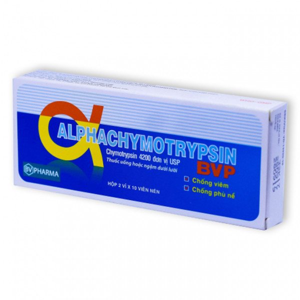 Alphachymotrypsin 4200 Bvpharma (2 Vỉ X 10 Viên) Bé