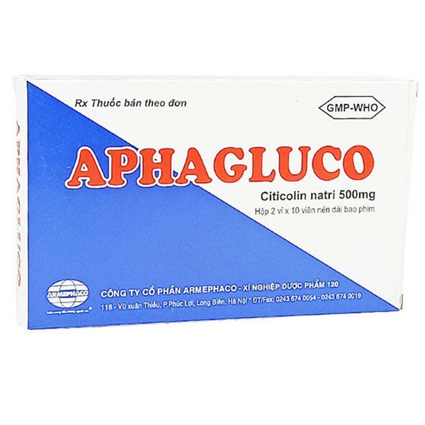 Aphagluco Citicolin 500Mg _Dp120 (Hộp2 Vỉ X 10 Viên )