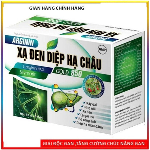 Bổ Gan Arginin Xạ Đen Diệp Hạ Châu 850 _Xanh Lá (Hộp60V)