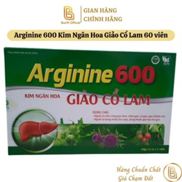Bổ Gan Arginine 600 Kim Ngân Hoa Giảo Cổ Lam (Hộp60V)